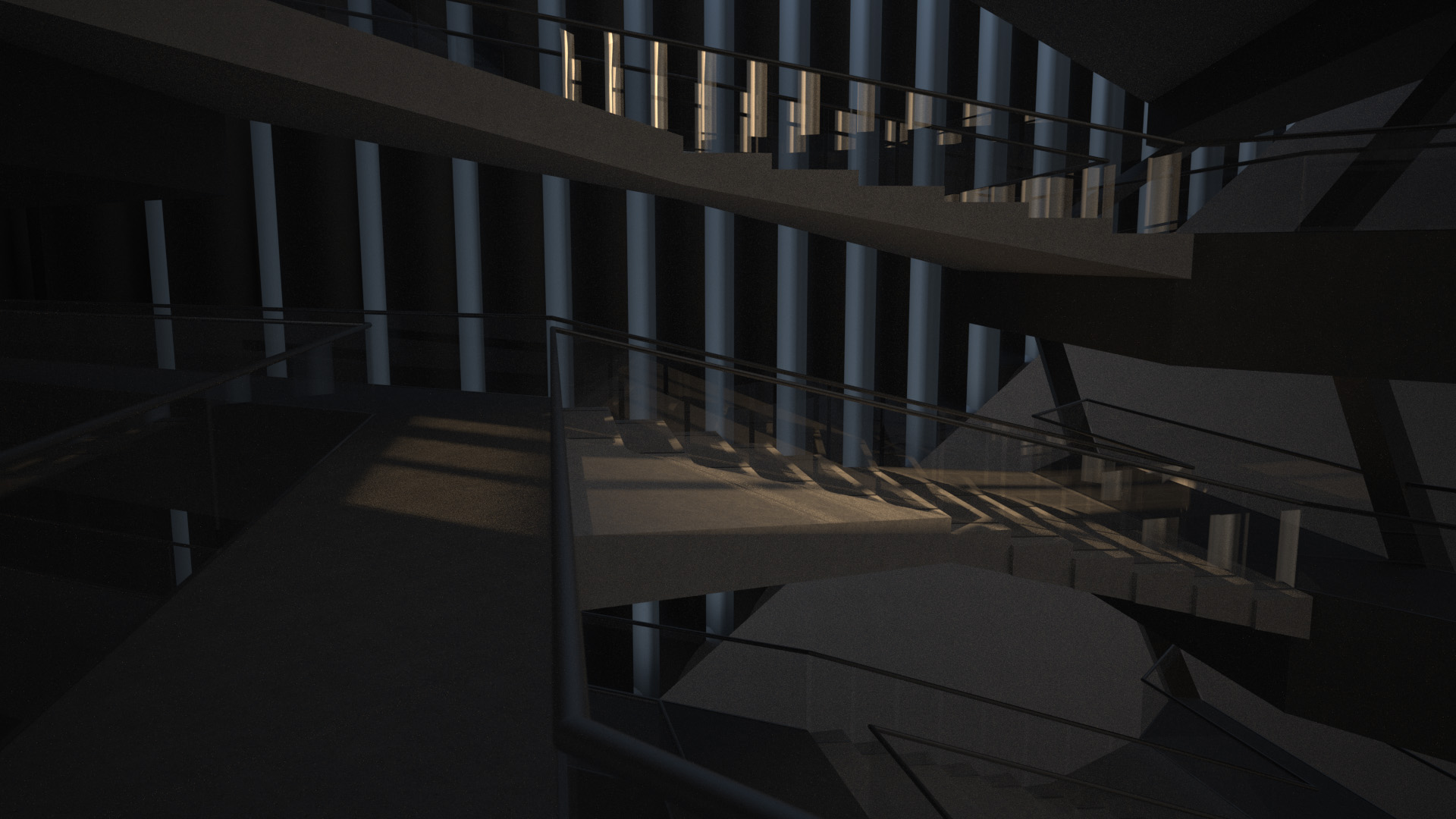 At 4° the sunlight rakes across aligned stair planes.